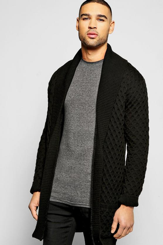 Cable Knit Cardigan With Plackett